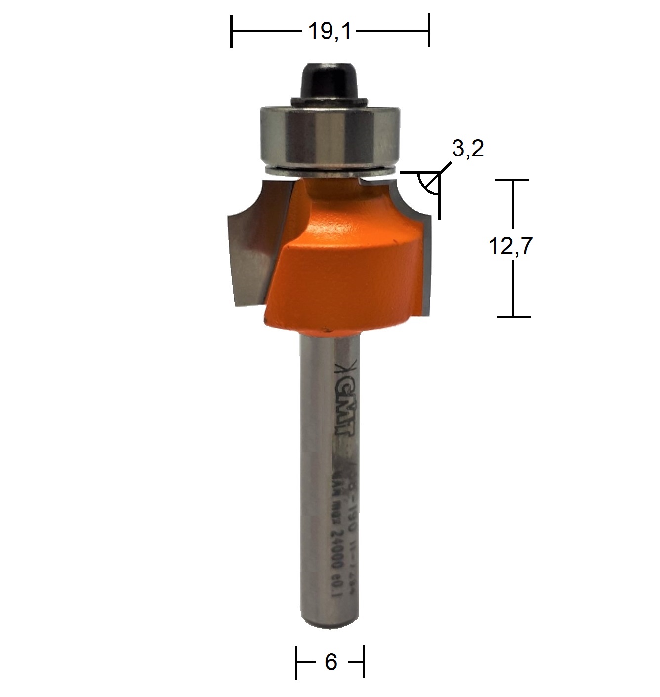 Fresa com Raio Côncavo HW Ø19,1x3,2mm - marca CMT - Cód. 738.190.11